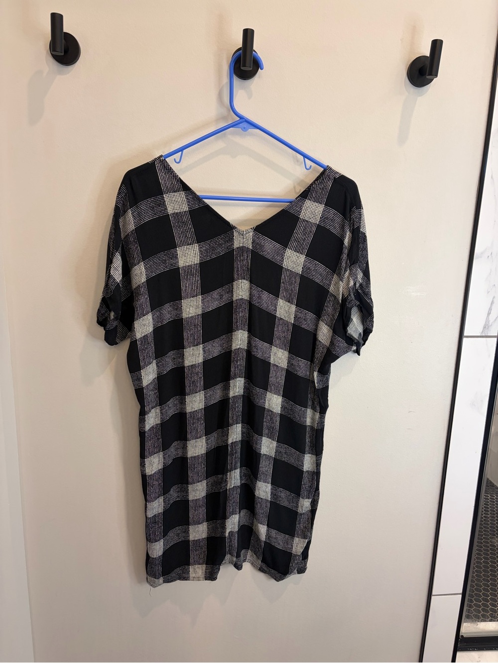 Madewell Black and White Plaid Short Sleeve Dress